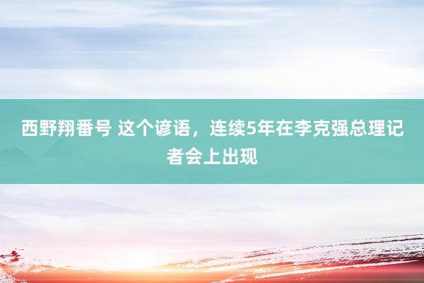 西野翔番号 这个谚语，连续5年在李克强总理记者会上出现